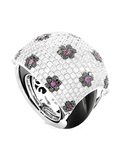 Pre-owned Lb Exclusive 18k White Gold Multi-stone Dome Ring