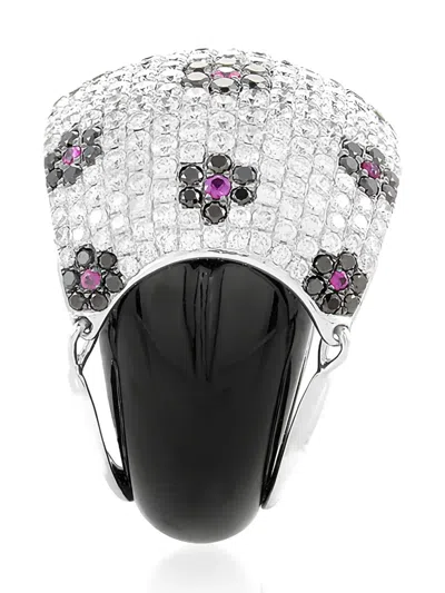 Pre-owned Lb Exclusive 18k White Gold Multi-stone Dome Ring