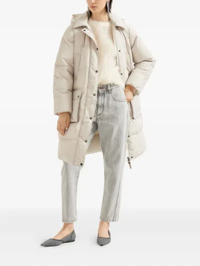 Brunello Cucinelli Water-resistant Taffeta Down Jacket In White