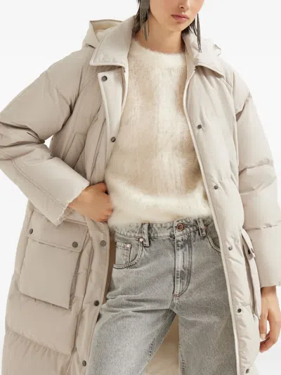 Brunello Cucinelli Water-resistant Taffeta Down Jacket In White