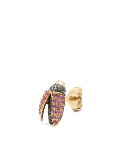 Bibi Van Der Velden 18k Yellow Gold Mini Scarab Diamond And Sapphire Earrings In Gold