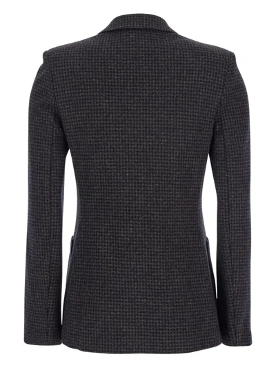 Harris Wharf London Houndstooth Double-breasted Blazer In Gray