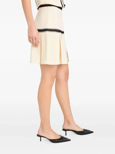 Cinq À Sept Sinclaire Crochet Pleated Skirt In Neutral