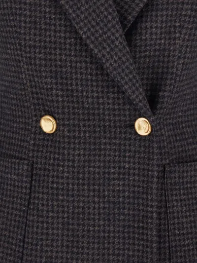 Harris Wharf London Houndstooth Double-breasted Blazer In Gray