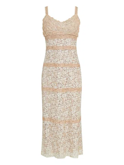 Lethicia Bronstein Melissa Lace-panelled Embellished Midi Dress