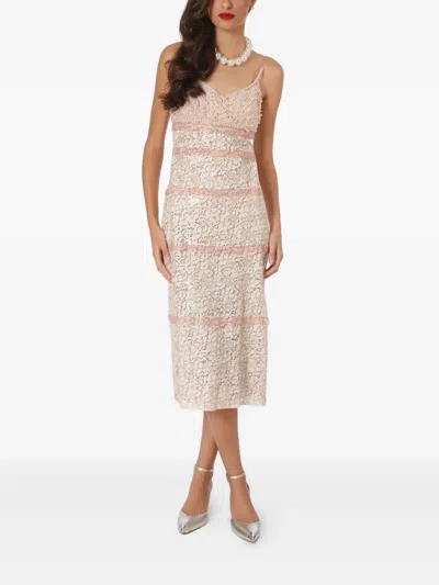Lethicia Bronstein Melissa Lace-panelled Embellished Midi Dress