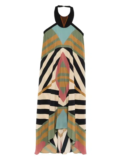 Volantis Saba Halterneck Midi Dress In Multi