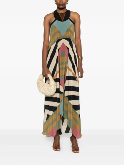 Volantis Saba Halterneck Midi Dress In Multi