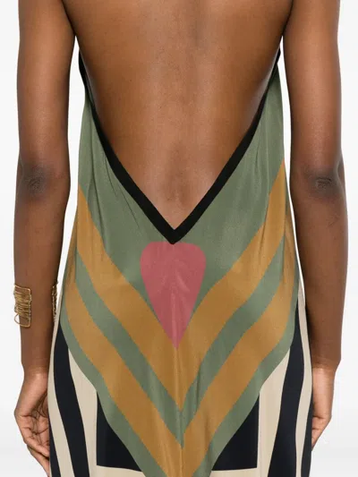 Volantis Saba Halterneck Midi Dress In Multi