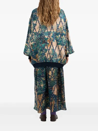 Pierre-louis Mascia Falson Tapestry Balloon-sleeve Bomber Jacket In Blue