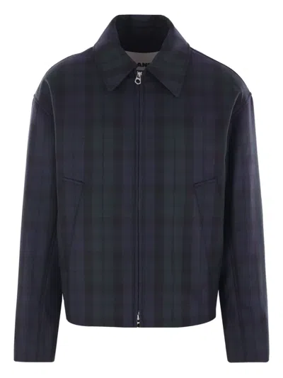 Jil Sander Plaid Zip-front Bomber Jacket In Multi
