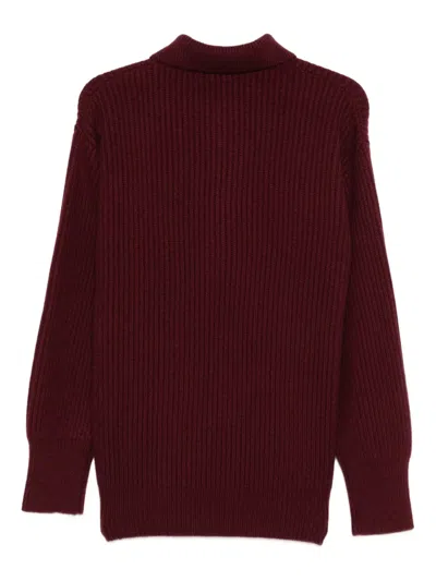 Malo Button-placket Sweater In Red
