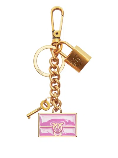 Pinko Padlock Enamel Keyring In Gold