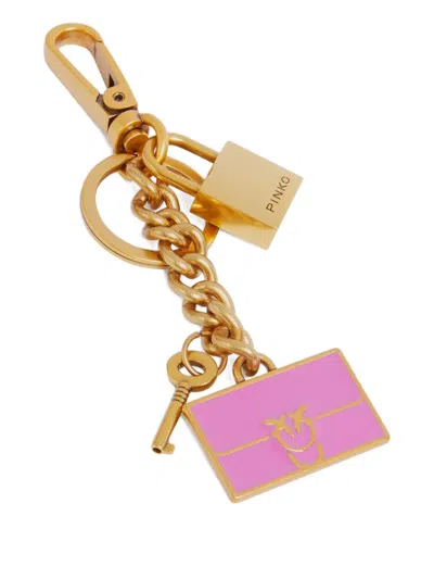 Pinko Padlock Enamel Keyring In Gold