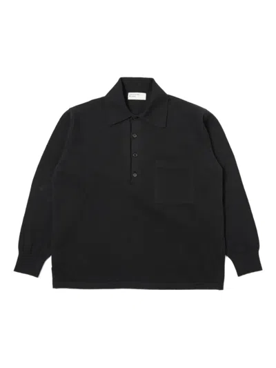 Universal Works Long-sleeve Polo Shirt In Black