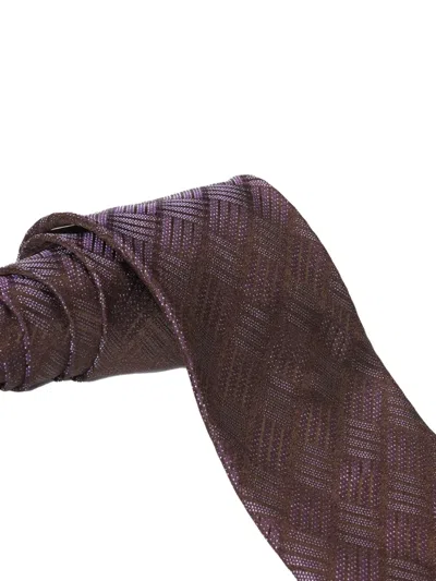 Zilli Basketweave Silk Tie In Brown