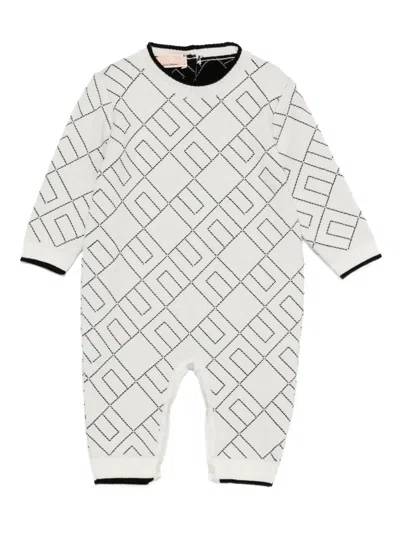 Elisabetta Franchi La Mia Bambina Logo-pattern Rompers In White