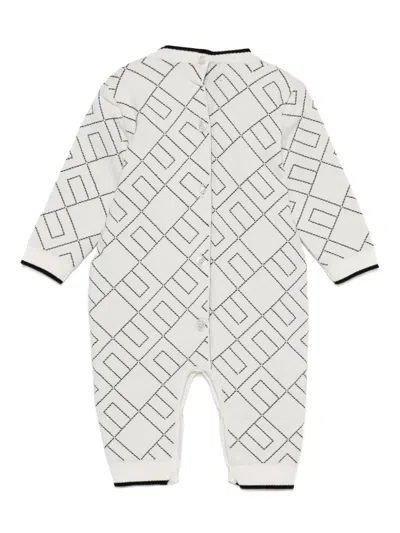 Elisabetta Franchi La Mia Bambina Logo-pattern Rompers In White
