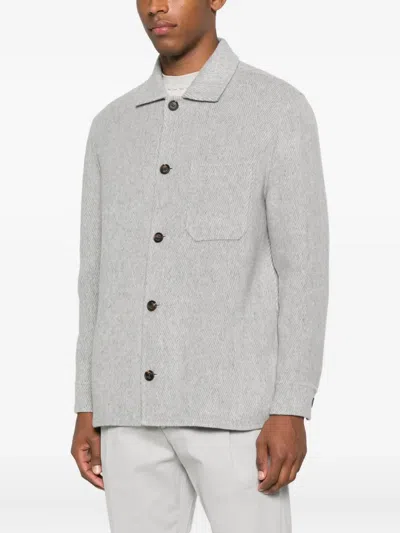 Eleventy Herringbone Wool Jacket In Gray