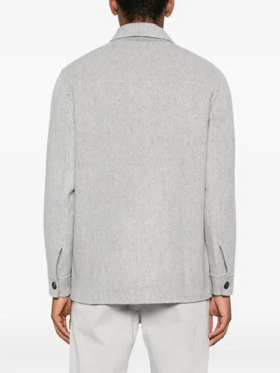 Eleventy Herringbone Wool Jacket In Gray
