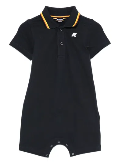 K-way Short-sleeve Polo Romper In Black
