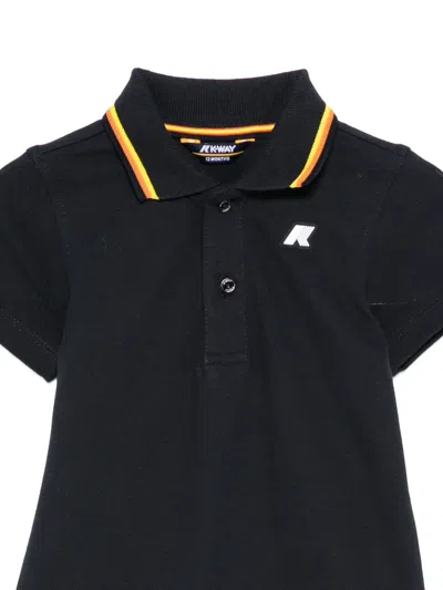 K-way Short-sleeve Polo Romper In Black