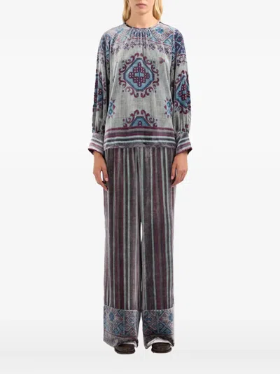 Pierre-louis Mascia Kanpur Patterned Velvet Top In Gray