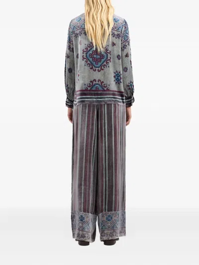 Pierre-louis Mascia Kanpur Patterned Velvet Top In Gray
