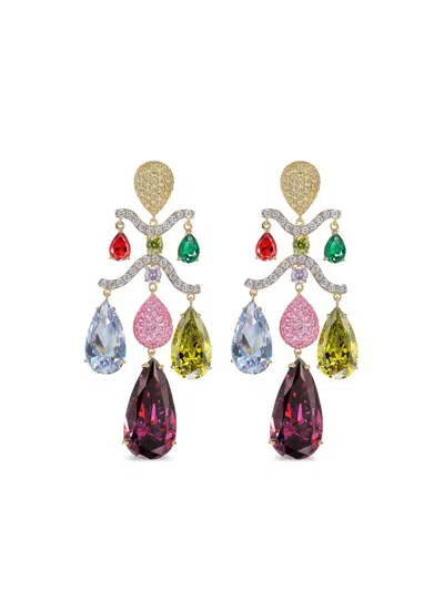 Anabela Chan 18kt Gold Vermeil Tutti Frutti Chandelier Multi-stone And Diamond Earrings In Multi