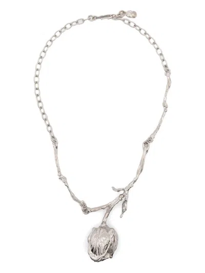 Marni Rose-pendant Necklace In Metallic