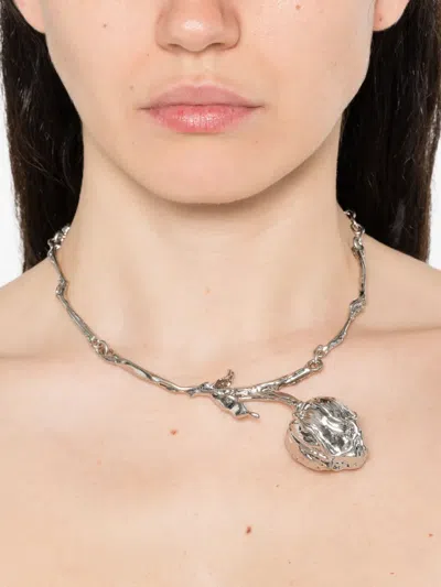 Marni Rose-pendant Necklace In Metallic