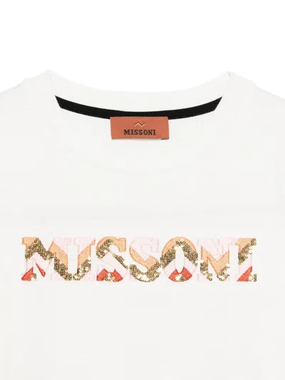 Missoni Sequin-embellished Logo T-shirt In White