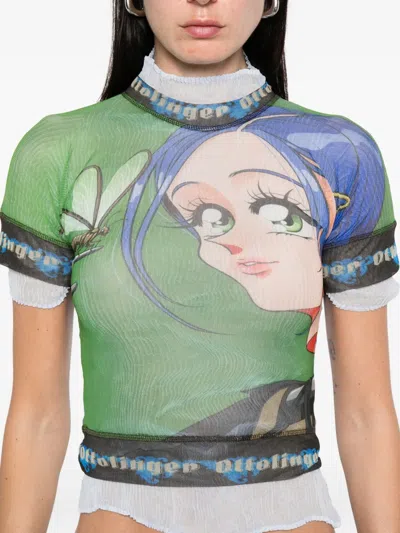 Ottolinger Women S Julien Ceccaldi Oversized Mesh T-shirt Multicolor In Green