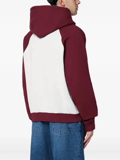 Brain Dead Drawstring Front Pocket Hoodie Raglan Sleeves In White