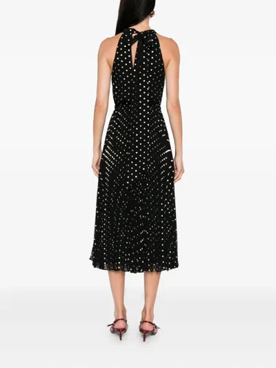 Nissa Halterneck Pleated Midi Dress In Black