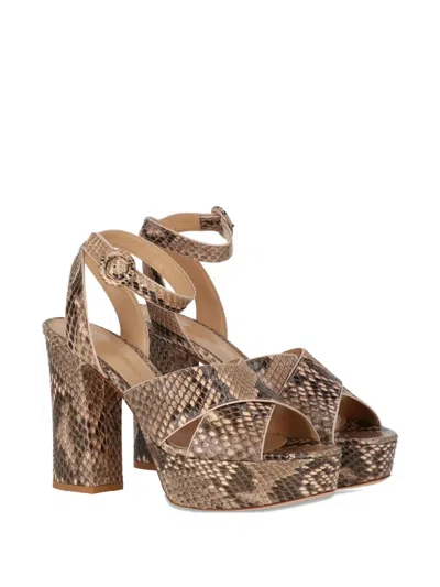 Gianvito Rossi Platform Snakeskin Ankle-strap Sandals