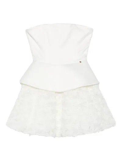 Nissa Floral-detail Peplum Mini Dress In White