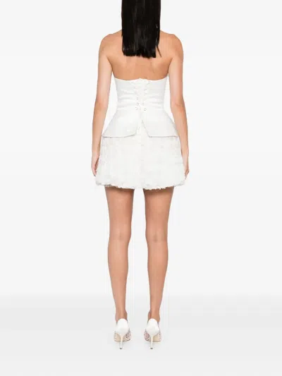 Nissa Floral-detail Peplum Mini Dress In White