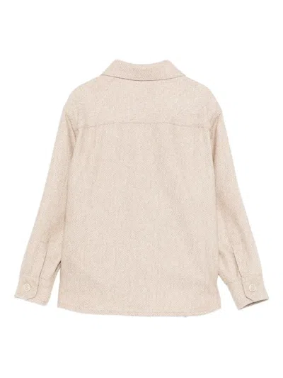 Eleventy Herringbone-pattern Shirt In Neutral