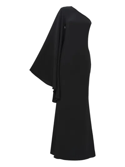 Taller Marmo Sifnos One-shoulder Flared-sleeve Maxi Dress In Black