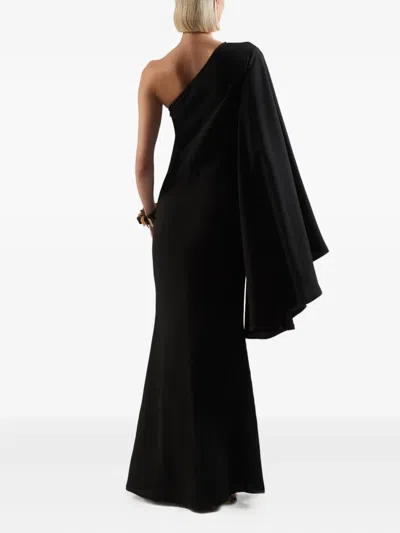 Taller Marmo Sifnos One-shoulder Flared-sleeve Maxi Dress In Black