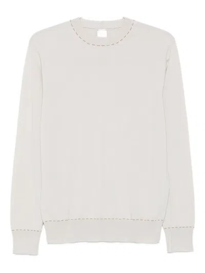 Eleventy Crew-neck Stitch-detail Sweater In Neutral
