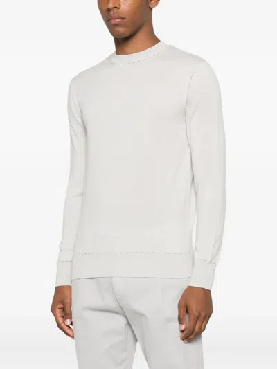 Eleventy Crew-neck Stitch-detail Sweater In Neutral