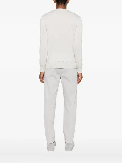 Eleventy Crew-neck Stitch-detail Sweater In Neutral