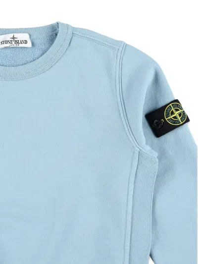 Stone Island Logo-patch Crew-neck Sweatshirt In Blue