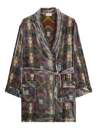 Pierre-louis Mascia Kanpur Patterned Velvet Coat In Brown
