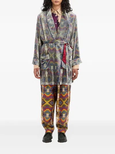 Pierre-louis Mascia Kanpur Patterned Velvet Coat In Brown