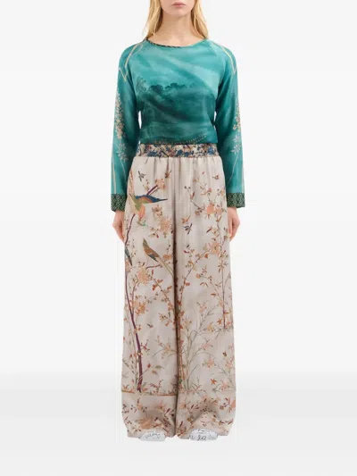 Pierre-louis Mascia Bird-print Elastic-waist Trousers