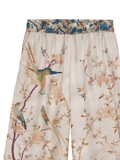 Pierre-louis Mascia Bird-print Elastic-waist Trousers