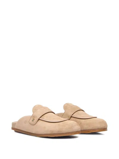 Max Mara 10mm Manly Suede Mules In Burgundy